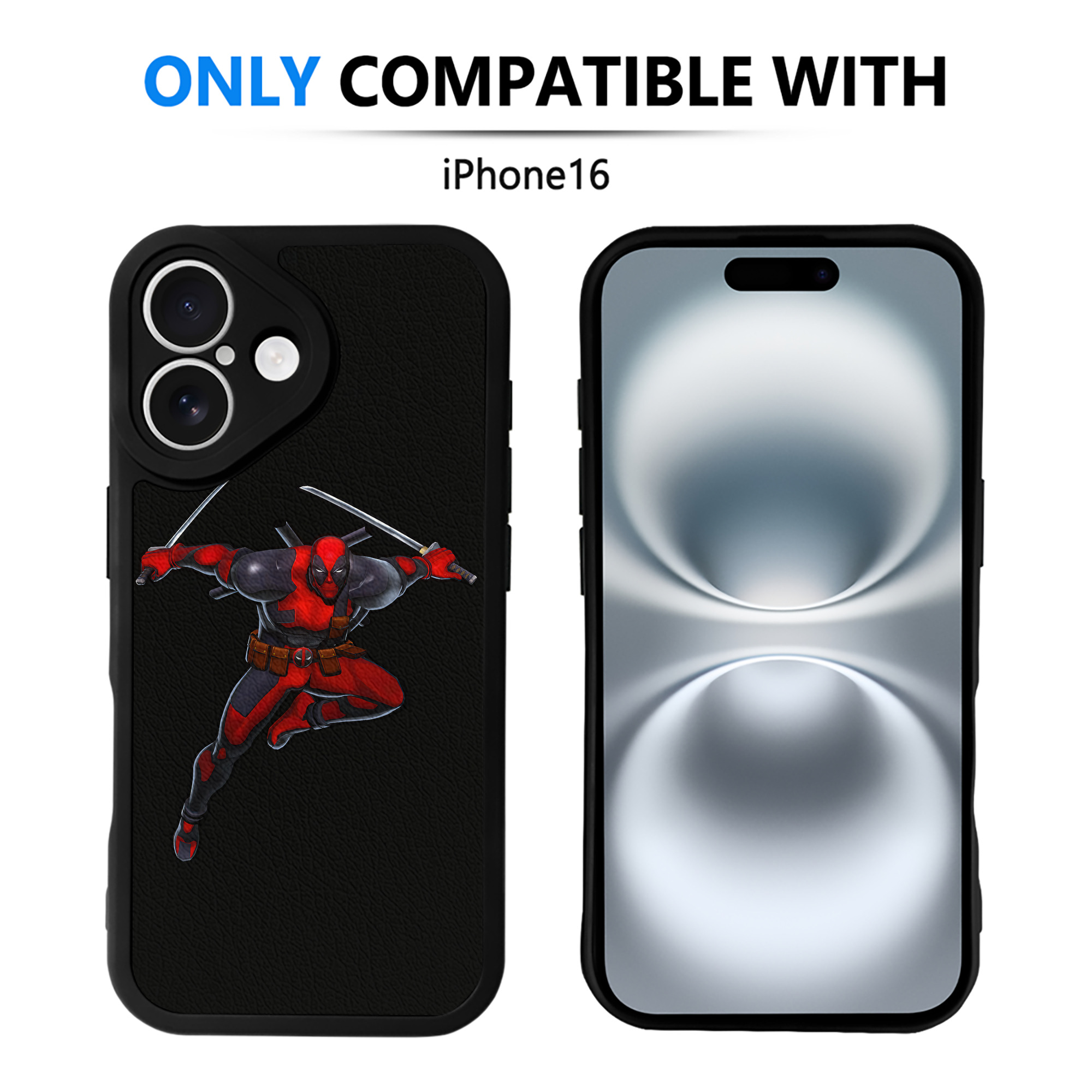 （画像用） Deadpool デッドプール 【iPhone 16シリーズ対応】シリコンスマホケース（レザー調） 材質：シリコン